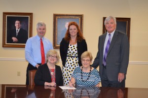 Back Row: Dr. Todd Jones, Vice President for Student Affairs; Dr. Katie Thomas, CTAE Director; Dr. William Hunter, Superintendent Front Row: Dr. Renva Watterson, Interim President; Mrs. Karen Nissen, Chairperson of Polk County College and Career Academy Steering Committee 