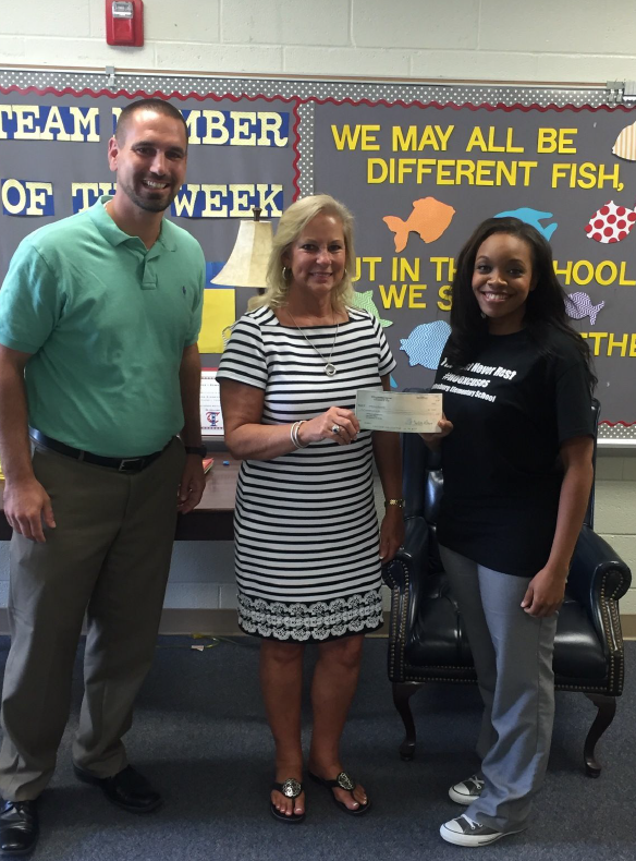 Pictured: Mr. Joseph Grainger, Assistant Principal, Mrs. Linda McWhorter, North Georgia Turf, and Dr. Marissa Ogando, Principal