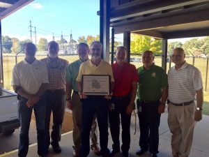 (Photo Credit to Carroll EMC) From left to right—Harry Reeves Georgia EMC, Rusty Raines Coweta-Fayette EMC, Tommy Cook Carroll EMC, Chet Steele Carroll EMC, Barry Baughn Carroll EMC, Blake Pendley Greystone EMC, Donald Appling Tri-County EMC