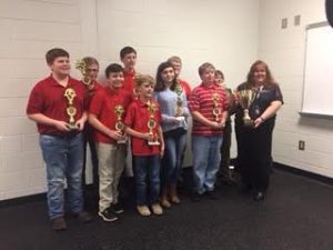 Back Row L to R: Jake Duke-Captain, Charlie Prater, Aidan Astin, Colten Dinsmore, Cody Wood. Front Row L to R: Rase Featherr, Samuel Windom, Ana Pacheco-Baez, Zach Towns, Jennifer Bearden-Sponsor, Not pictured: Carlee Sarna