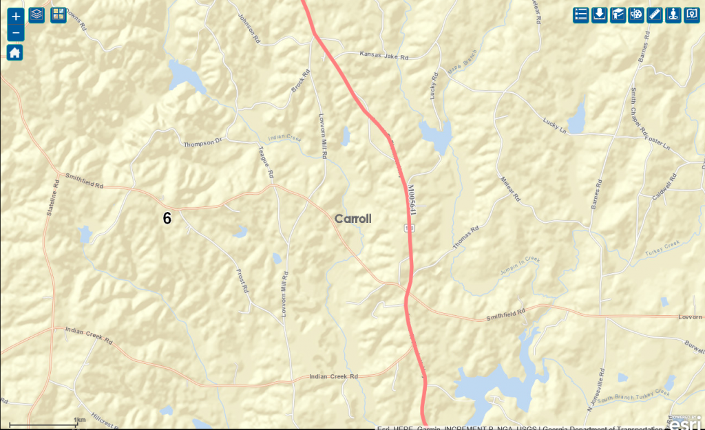 Map of construction area on Georgia highway 100